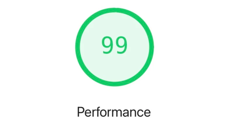 Google PageSpeed Insights: 99 von 100 Punkten Performance für intecso.ch